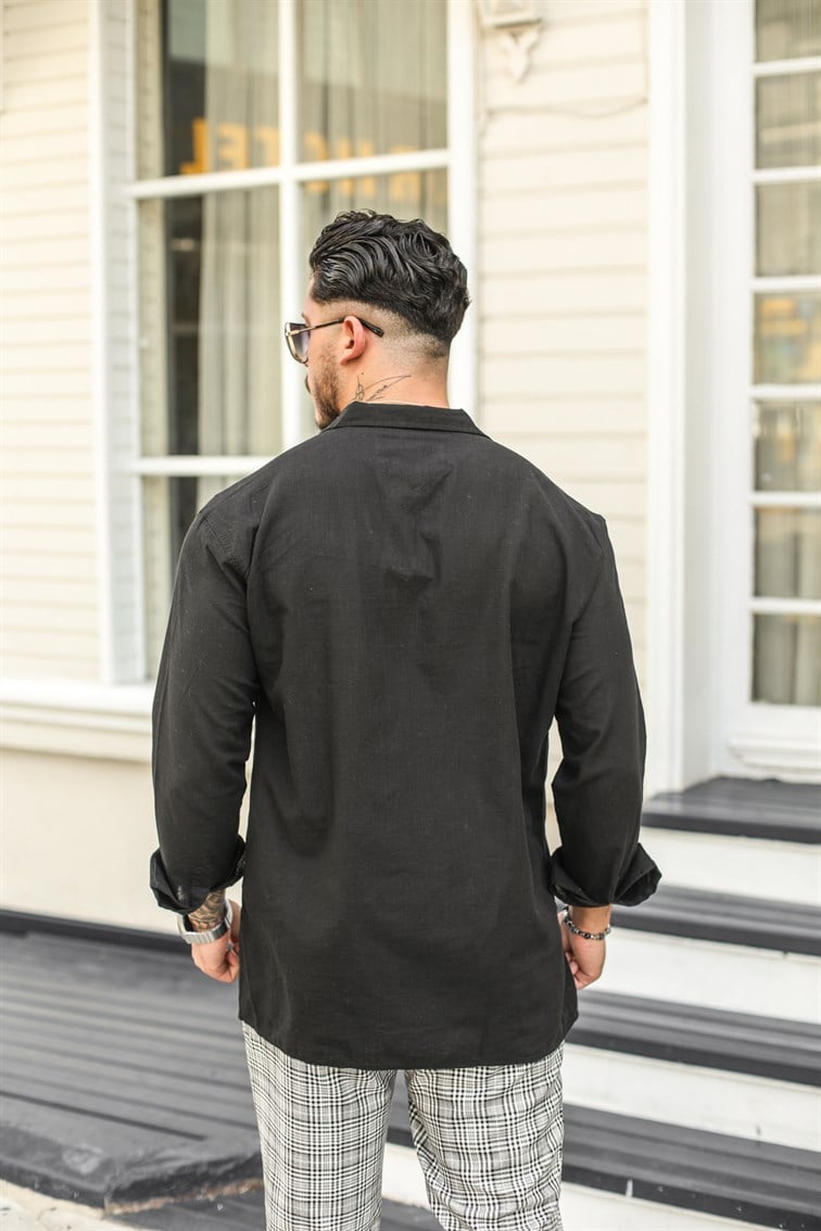 İnce Tek Cepli Oversize Gömlek