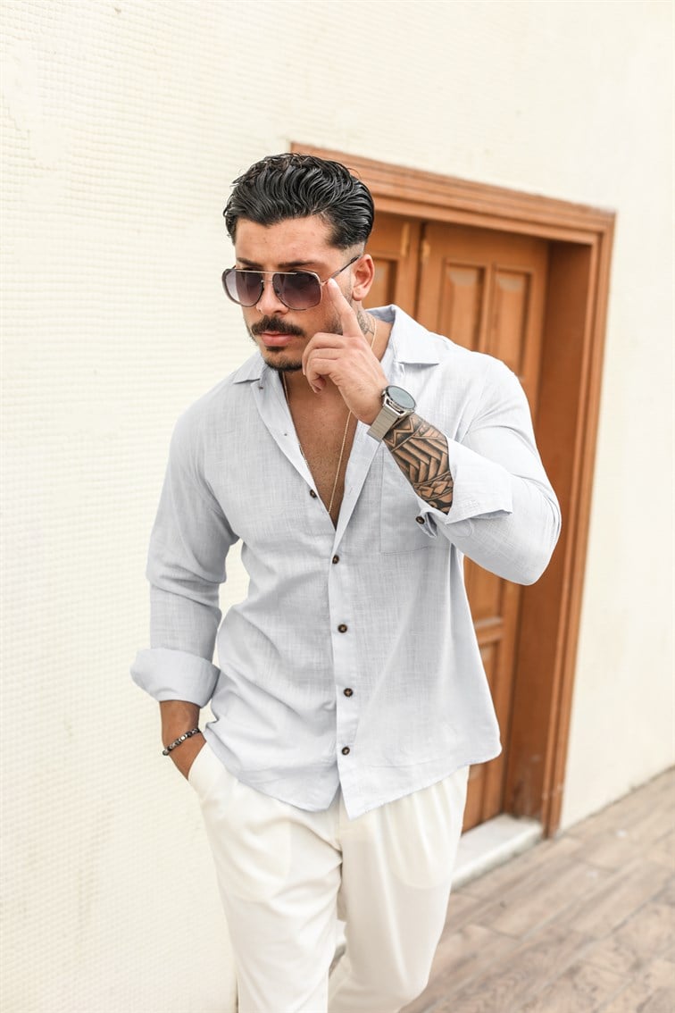 İnce Tek Cepli Oversize Gömlek