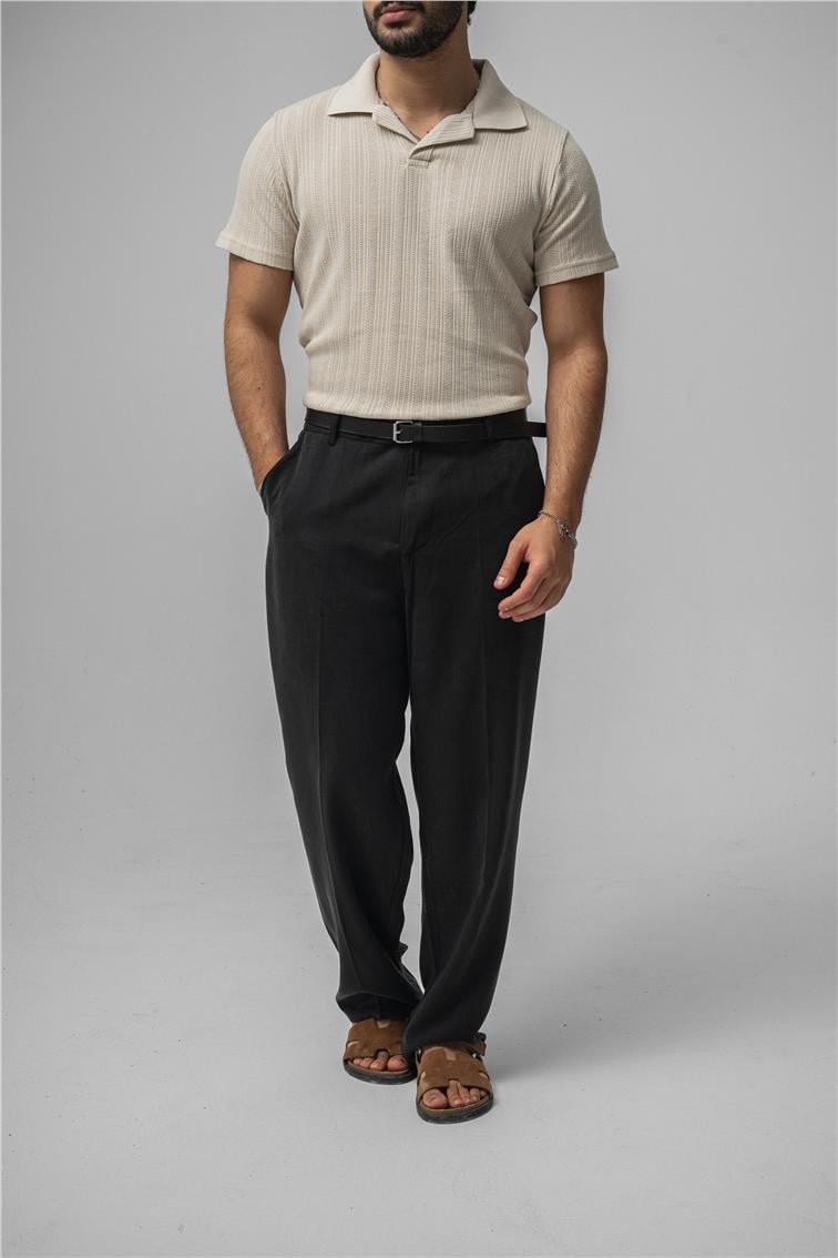 İşlemeli Polo Yaka T-Shirt Krem