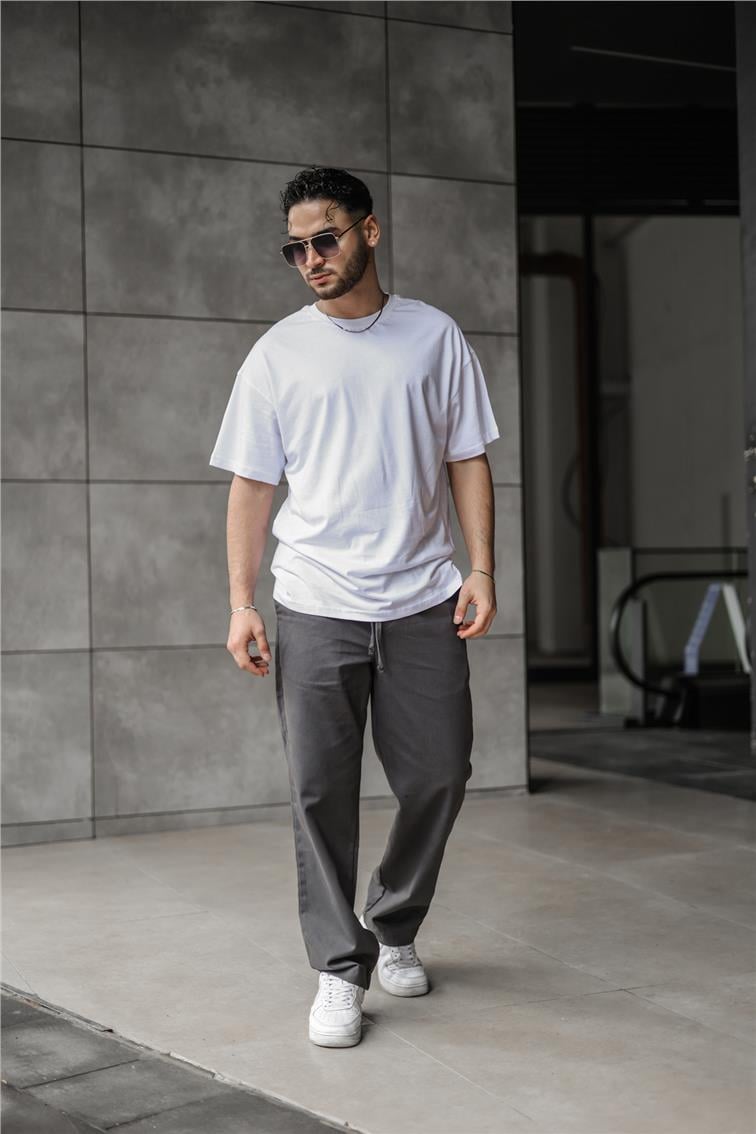 Kanvas Baggy Pantolon Füme