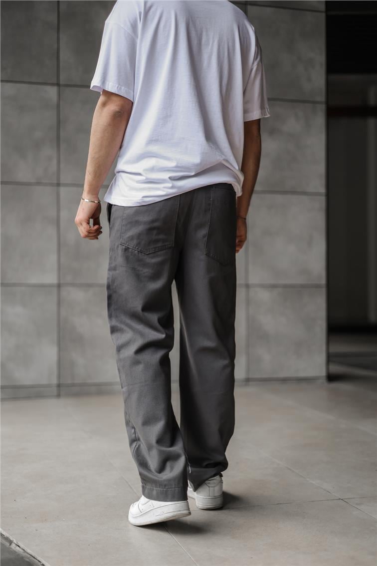 Kanvas Baggy Pantolon Füme