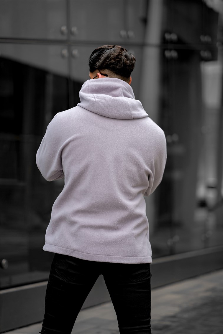 Kapüşonlu Basıc Oversize Polar Sweatshirt