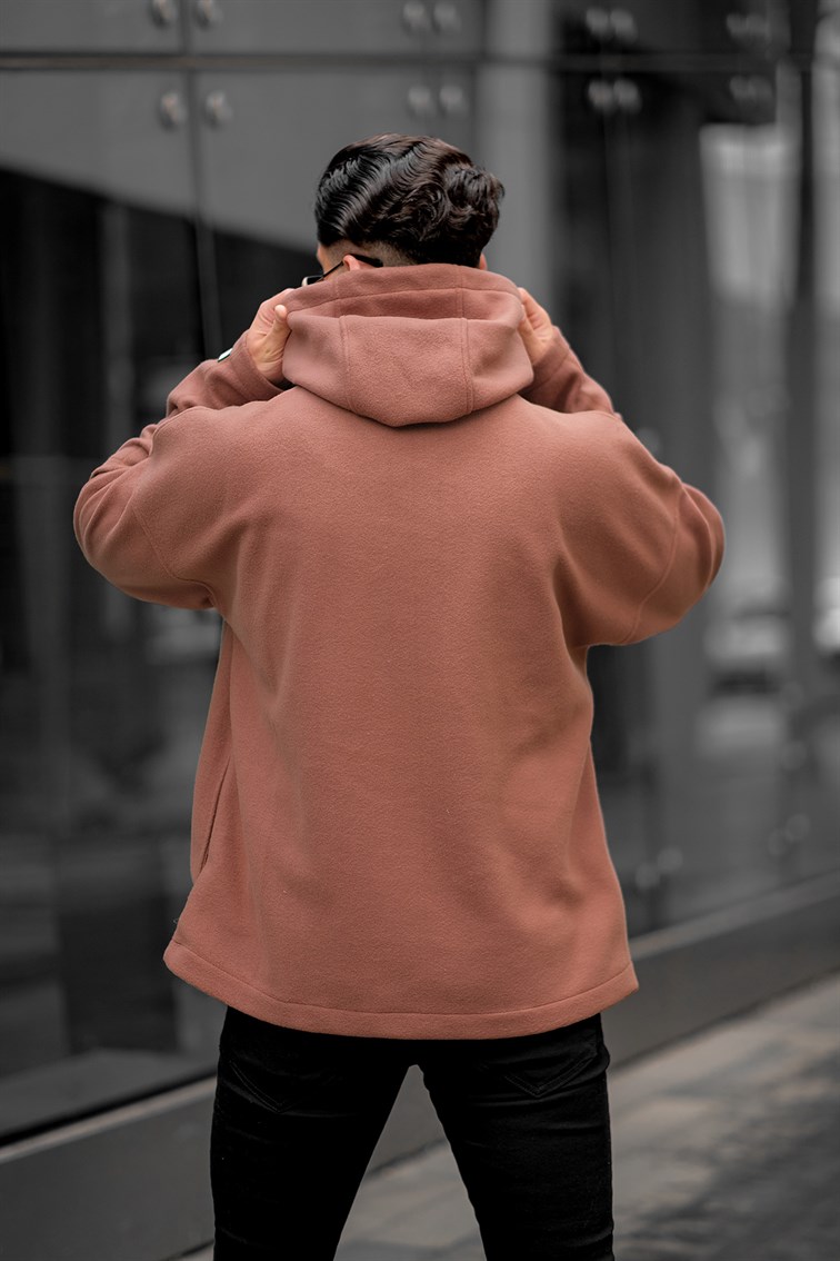 Kapüşonlu Basıc Oversize Polar Sweatshirt