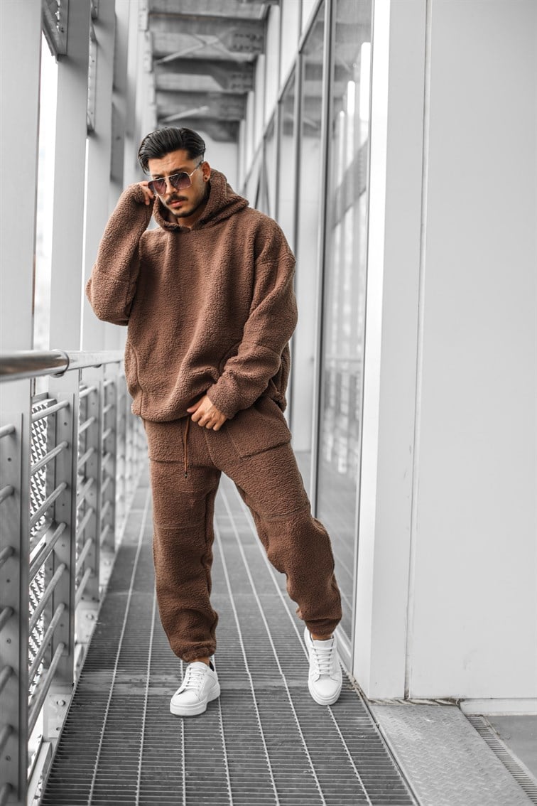 Kapüşonlu Oversize Peluş Sweatshirt