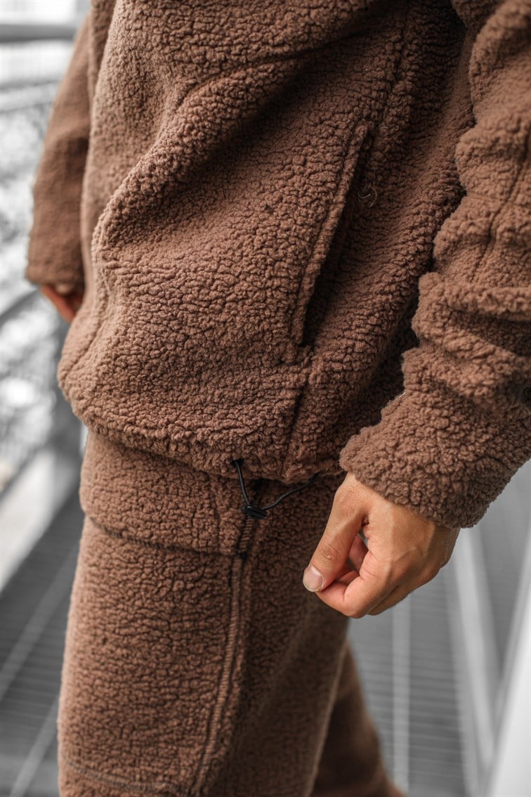 Kapüşonlu Oversize Peluş Sweatshirt