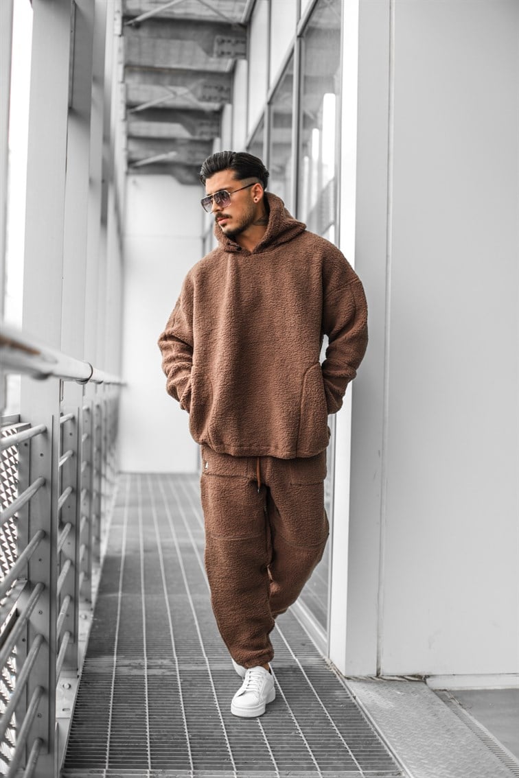 Kapüşonlu Oversize Peluş Sweatshirt