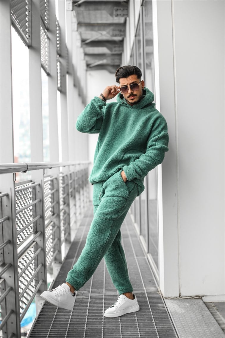 Kapüşonlu Oversize Peluş Sweatshirt