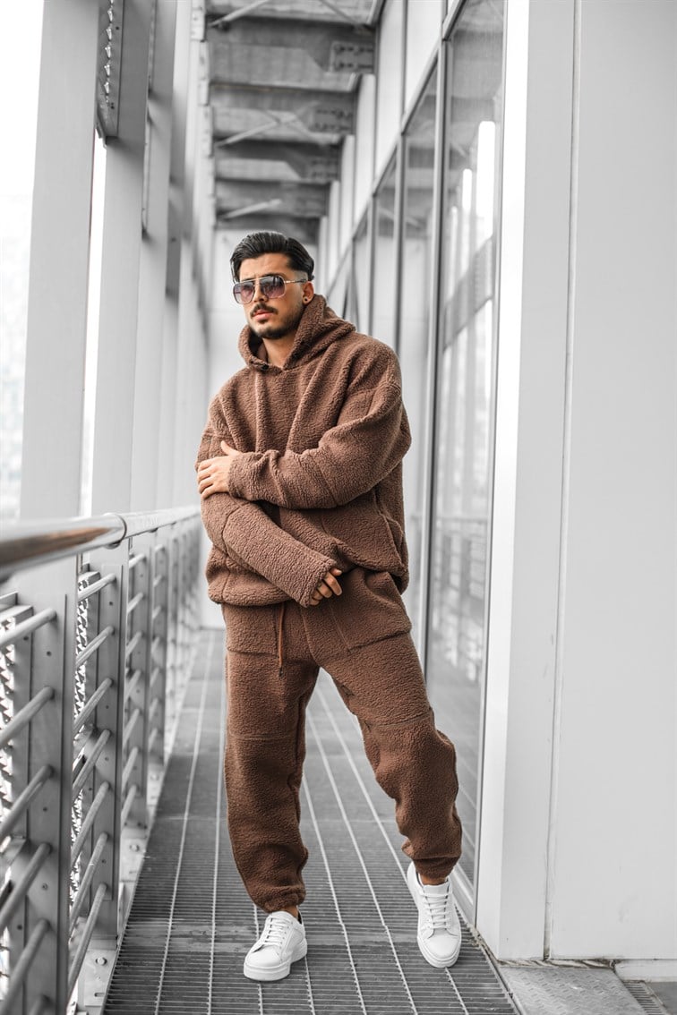 Kapüşonlu Oversize Peluş Sweatshirt