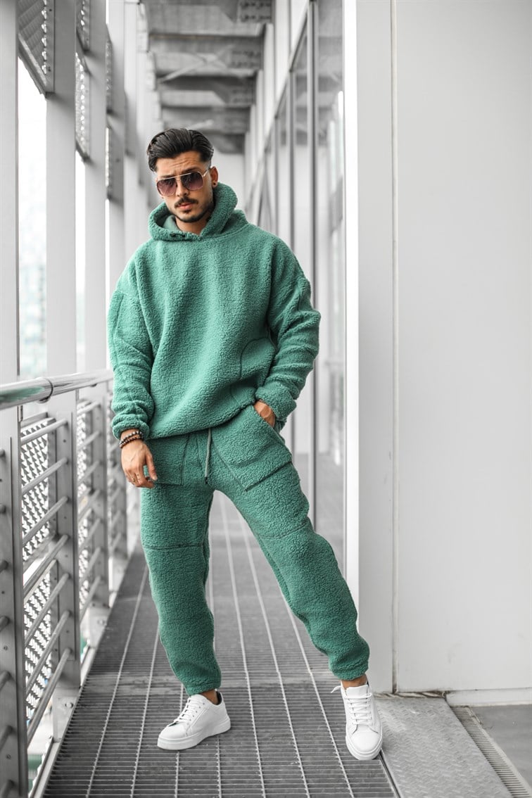 Kapüşonlu Oversize Peluş Sweatshirt