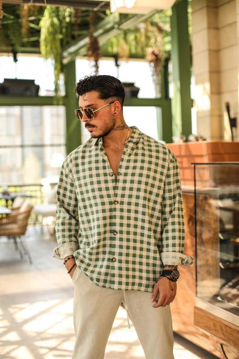 Kareli İnce Oversize Pamuklu Gömlek