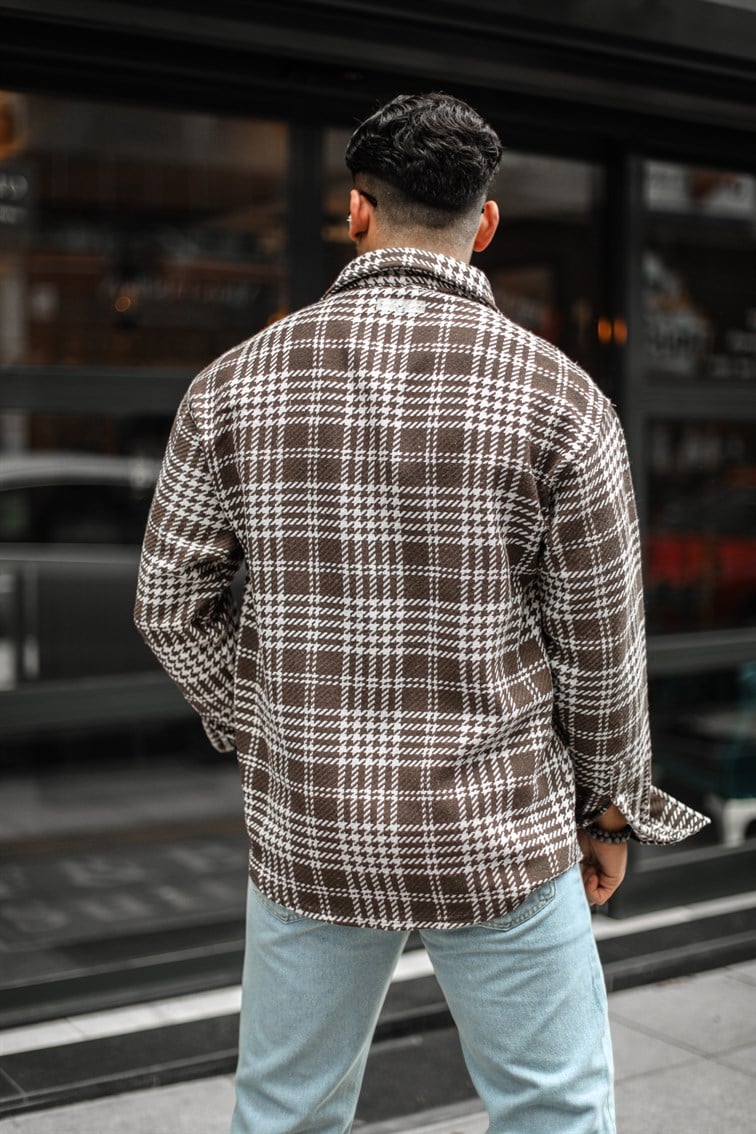 Kareli Örme Detaylı Oduncu Oversize Gömlek