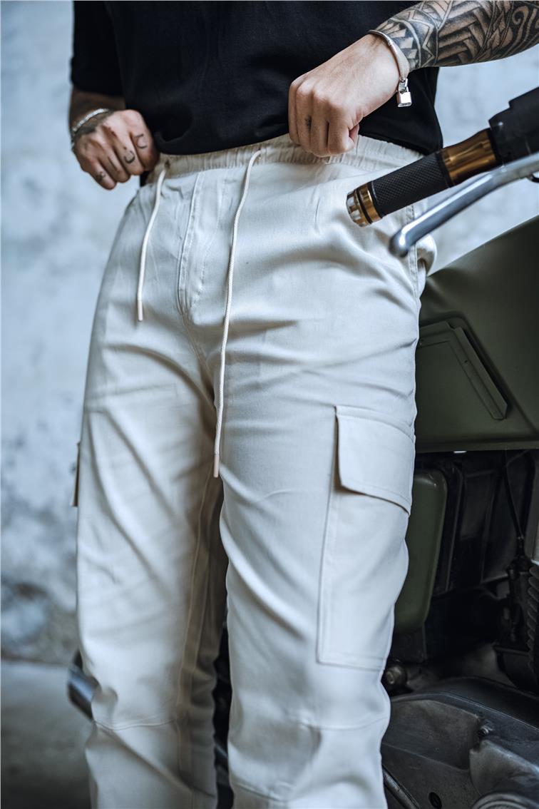 Kargo Cep Jogger Jean Krem