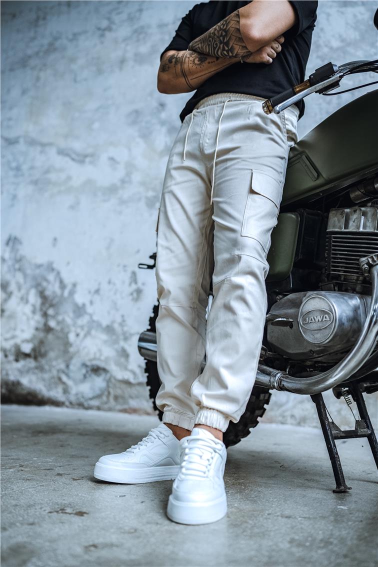 Kargo Cep Jogger Jean Krem