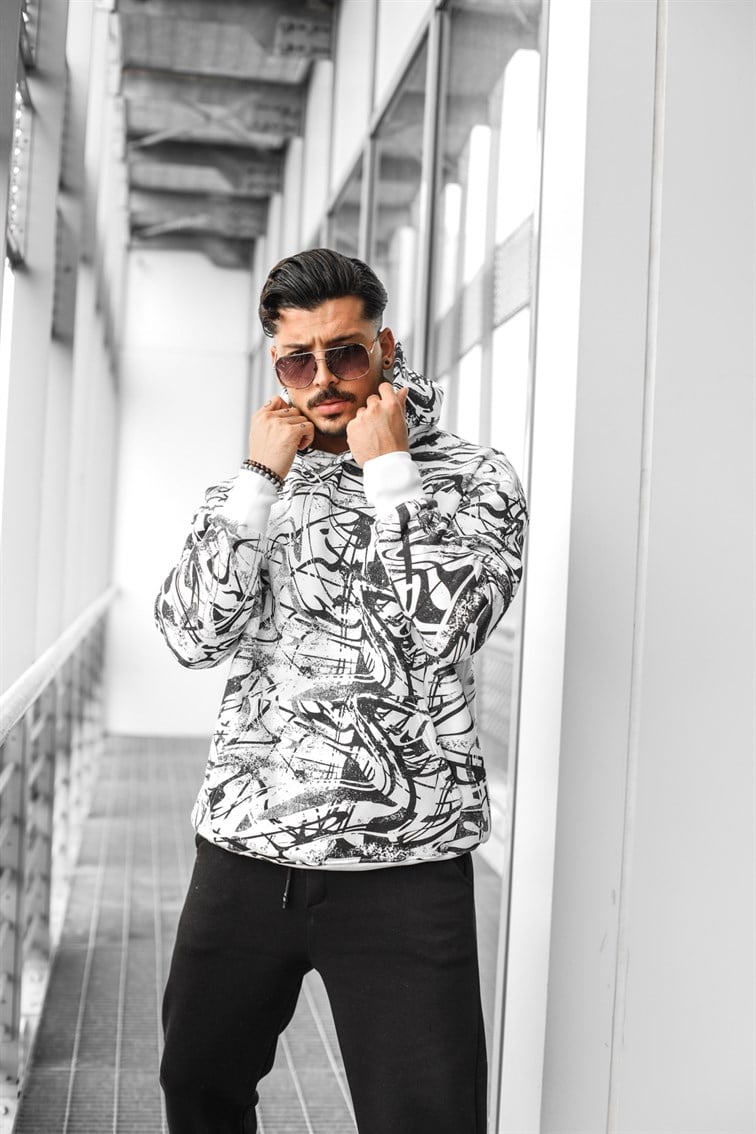 Karmaşık Desenli Oversize Sweatshirt