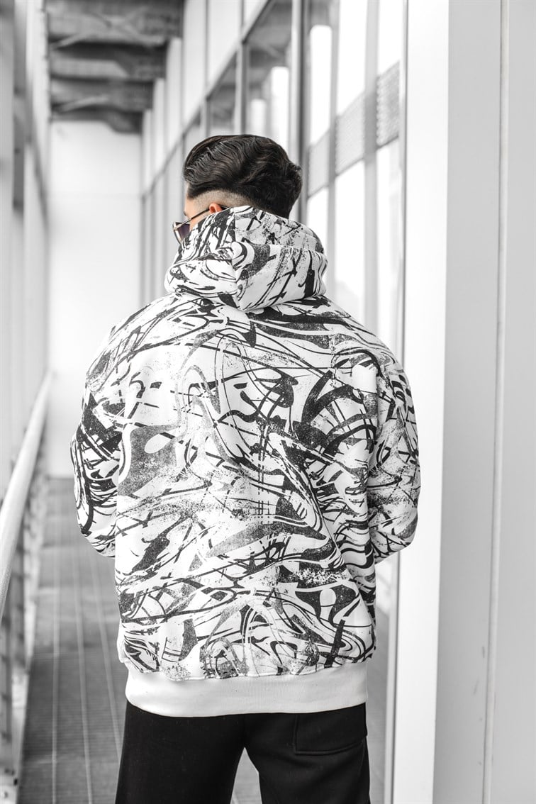 Karmaşık Desenli Oversize Sweatshirt