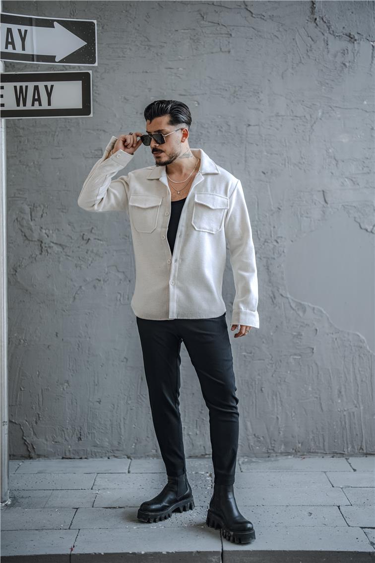 Kaşe Oversize Ceket Krem