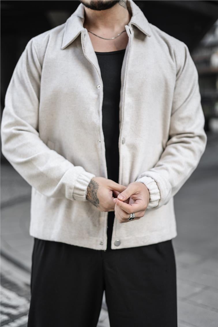 Kaşe Oversize Ceket Krem