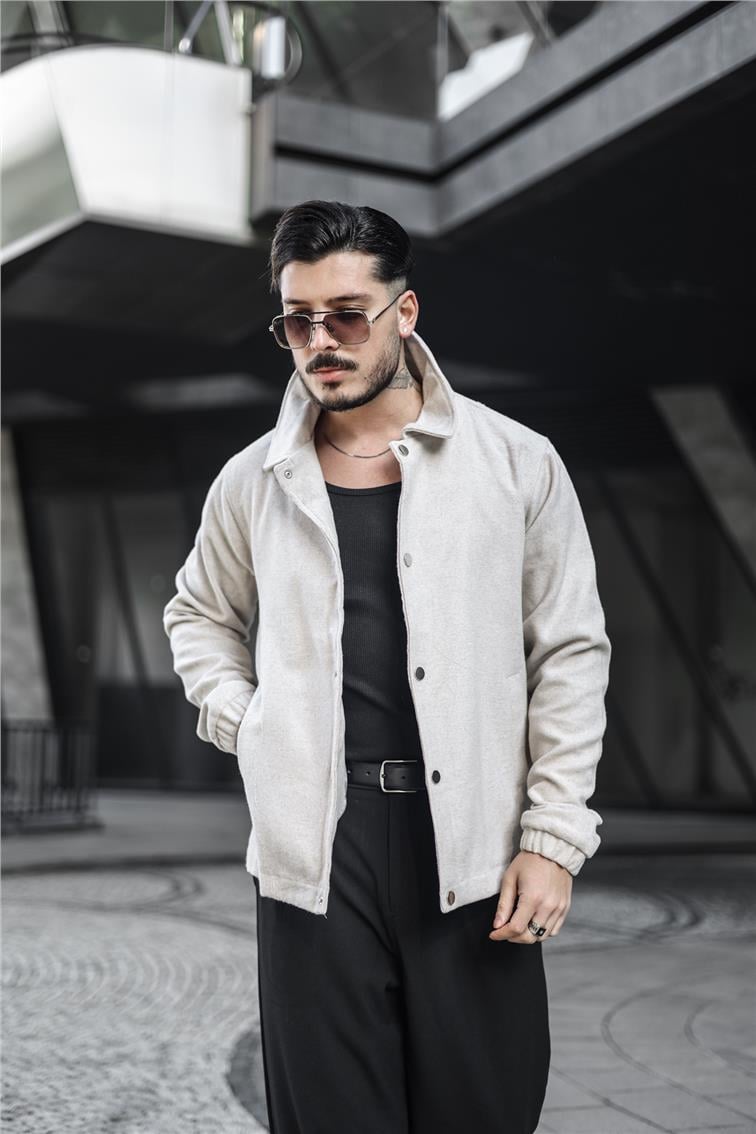 Kaşe Oversize Ceket Krem