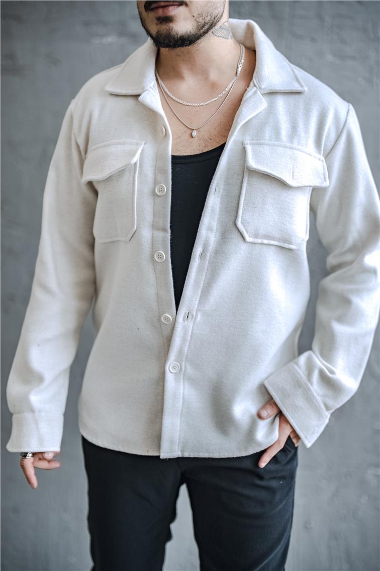 Kaşe Oversize Ceket Krem