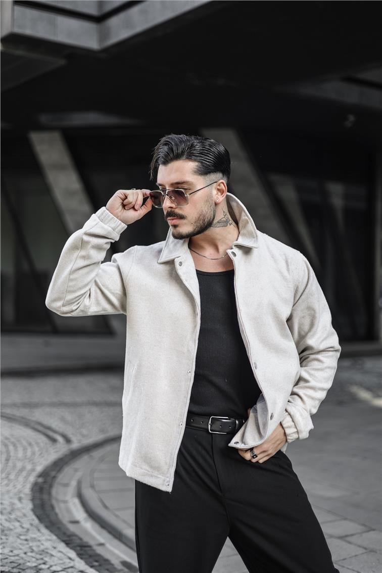 Kaşe Oversize Ceket Krem