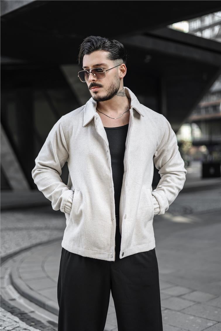 Kaşe Oversize Ceket Krem