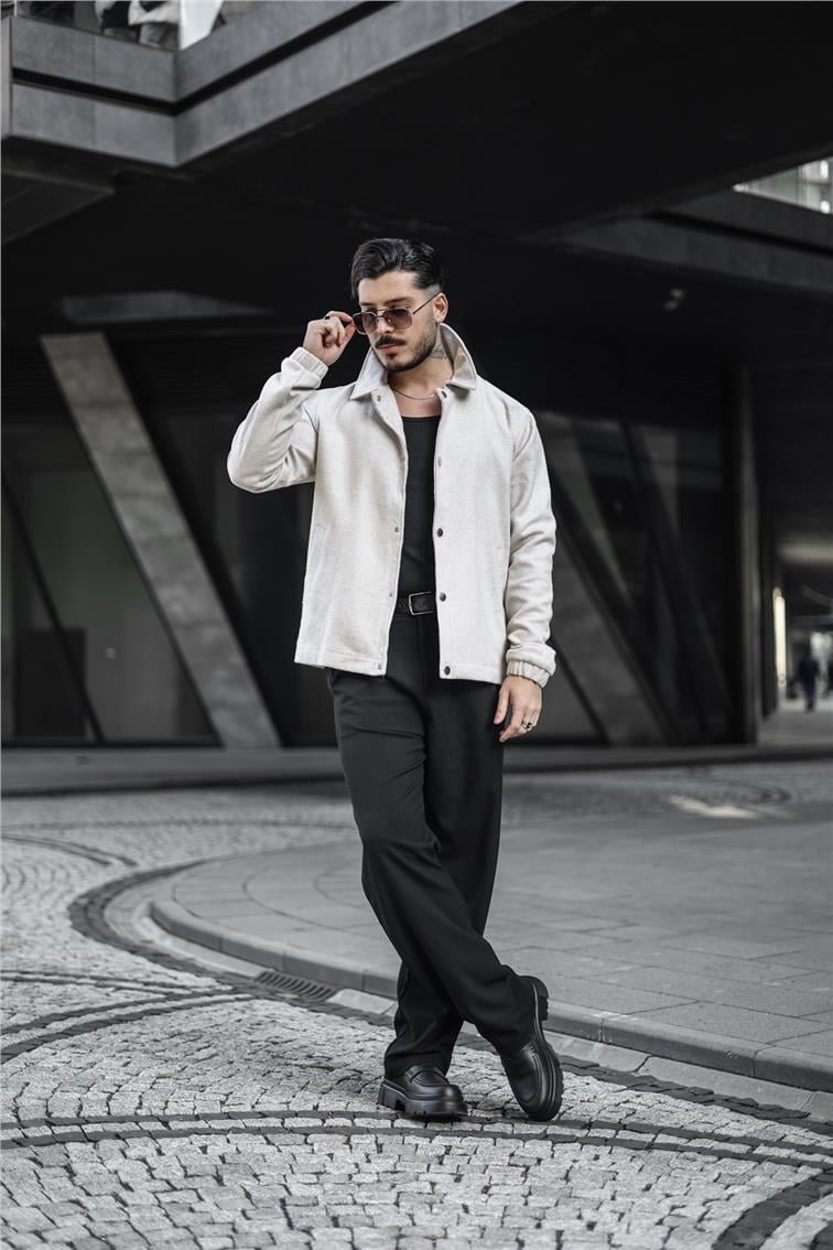 Kaşe Oversize Ceket Krem