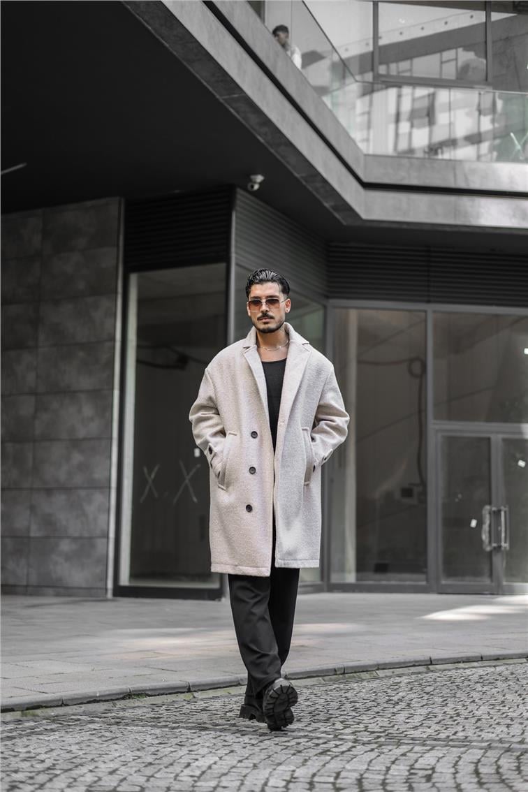 Kaşe Oversize Kaban Krem