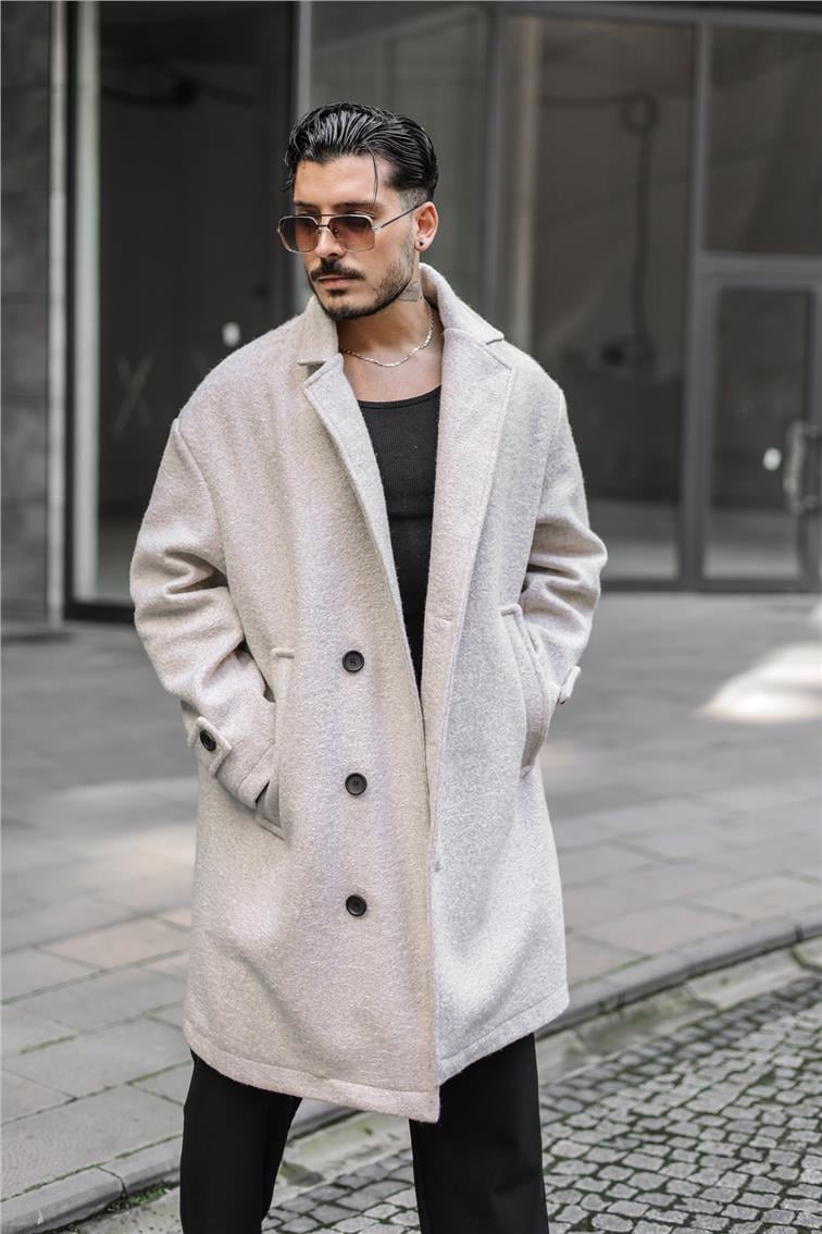 Kaşe Oversize Kaban Krem
