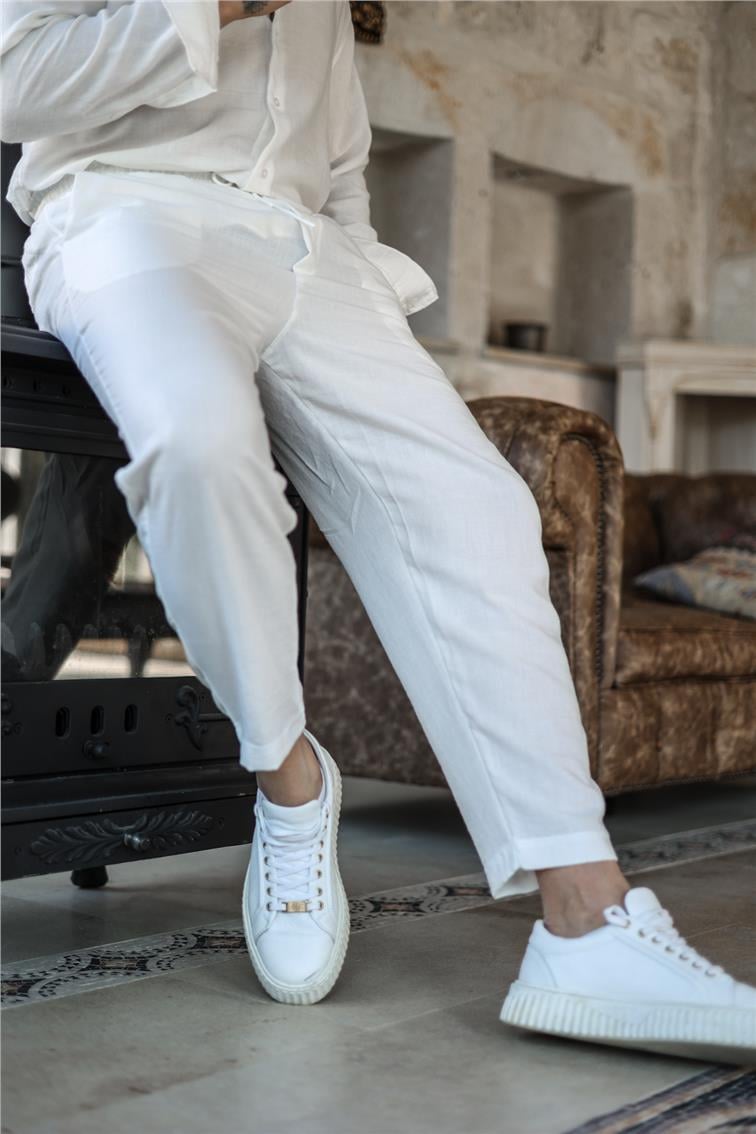 Katen Basic Boyfriend Pantolon Beyaz