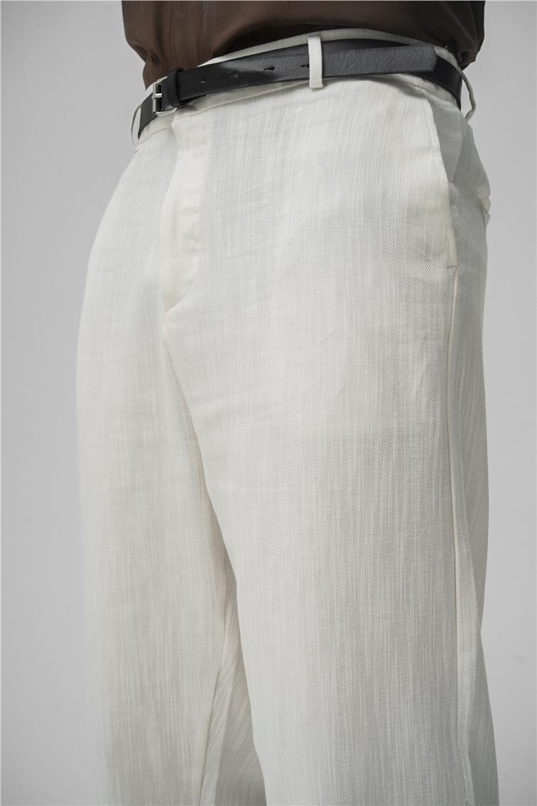 Keten Baggy Pantolon Beyaz