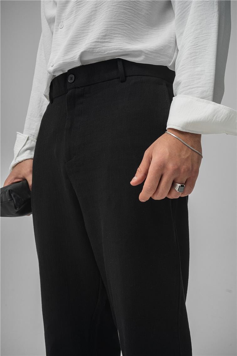 Keten Baggy Pantolon Siyah