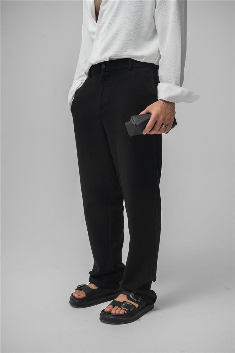 Keten Baggy Pantolon Siyah