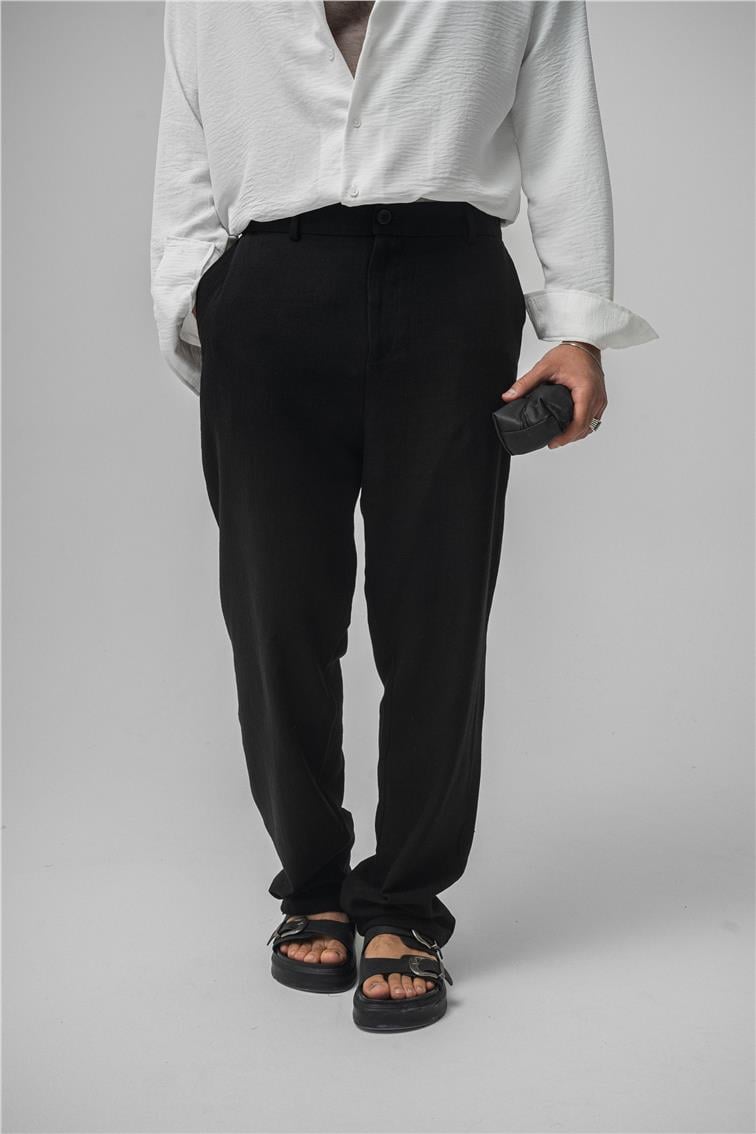 Keten Baggy Pantolon Siyah