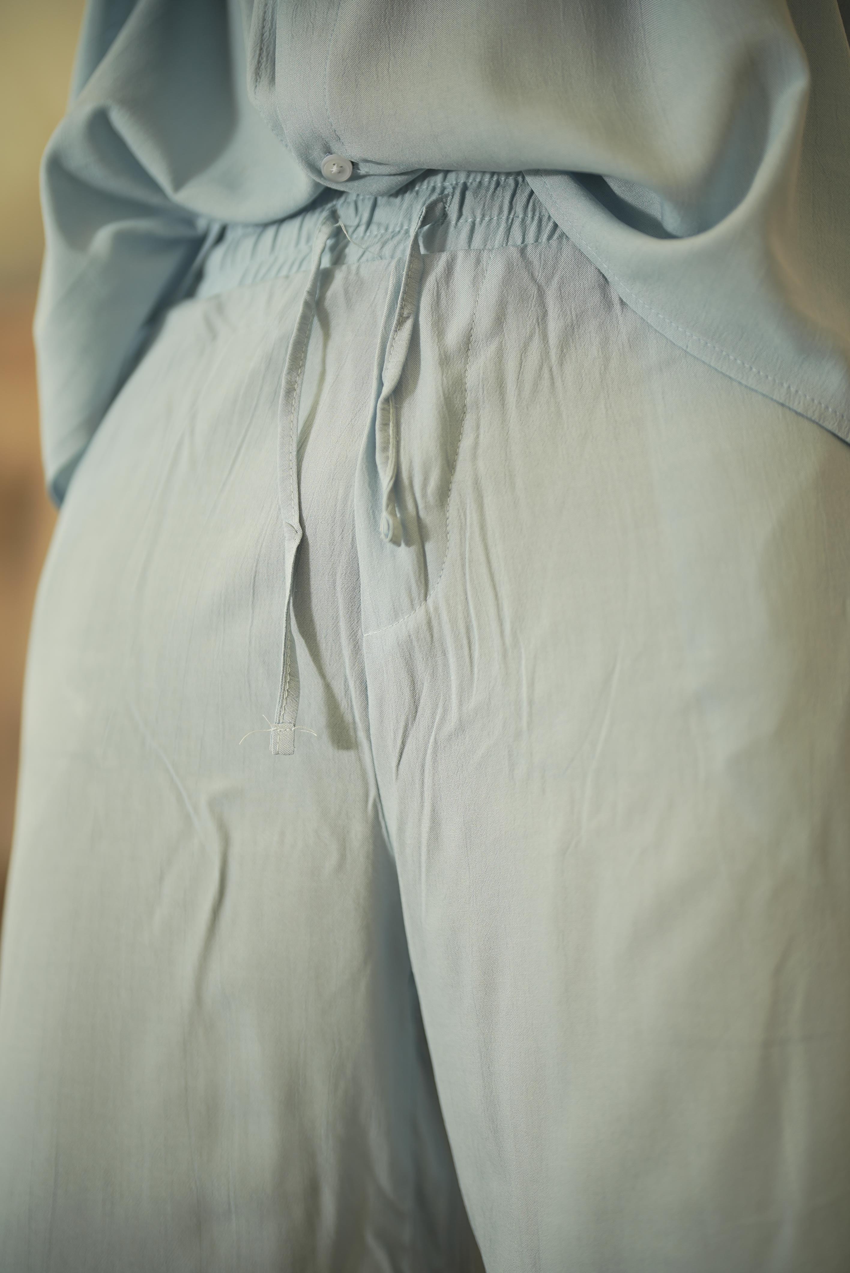 Keten Basic Bol Kalıp Şort Açık Mavi