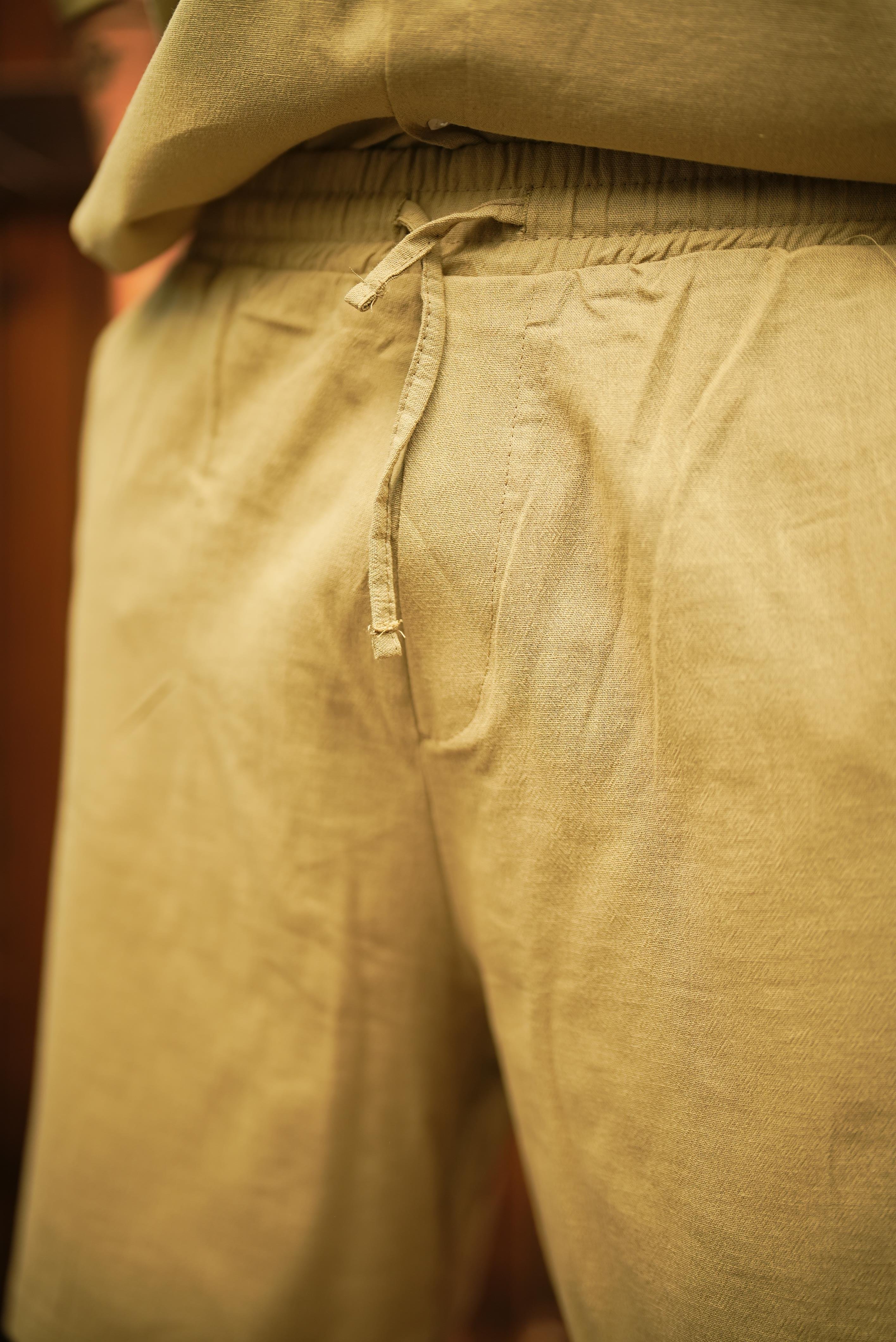 Keten Basic Bol Kalıp Şort Yeşil