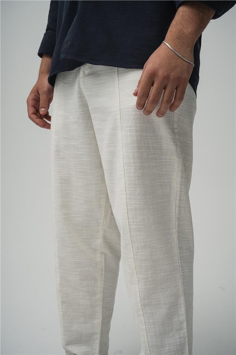 Keten Boyfriend Pant. Beyaz
