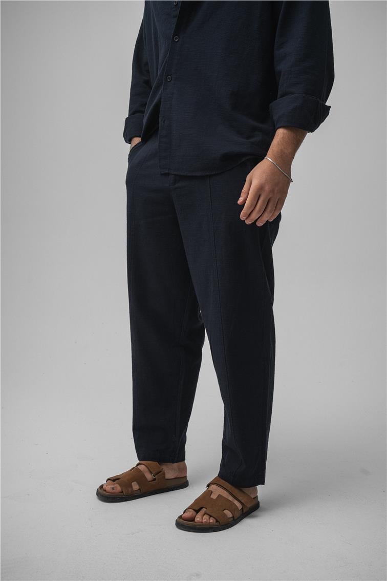 Keten Boyfriend Pant. Lacivert