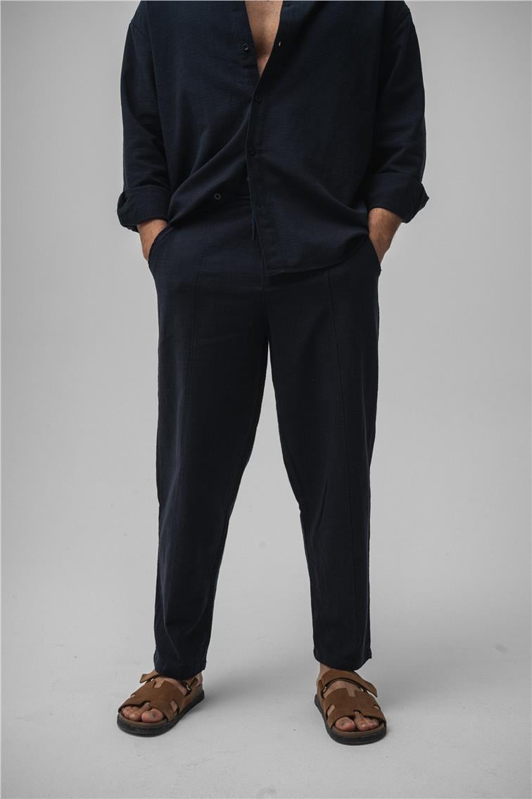 Keten Boyfriend Pant. Lacivert