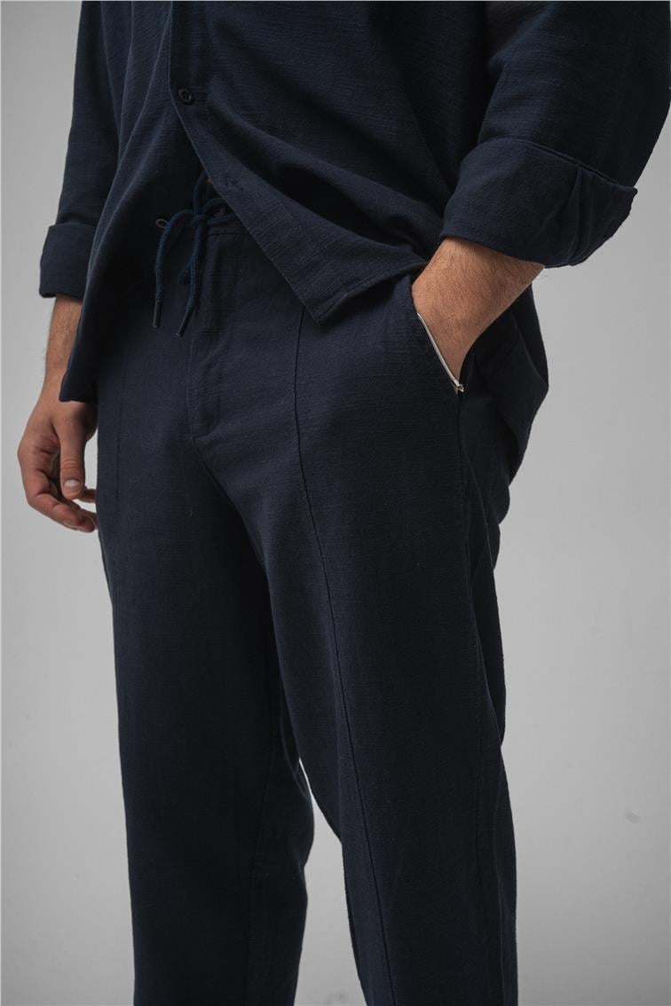 Keten Boyfriend Pant. Lacivert