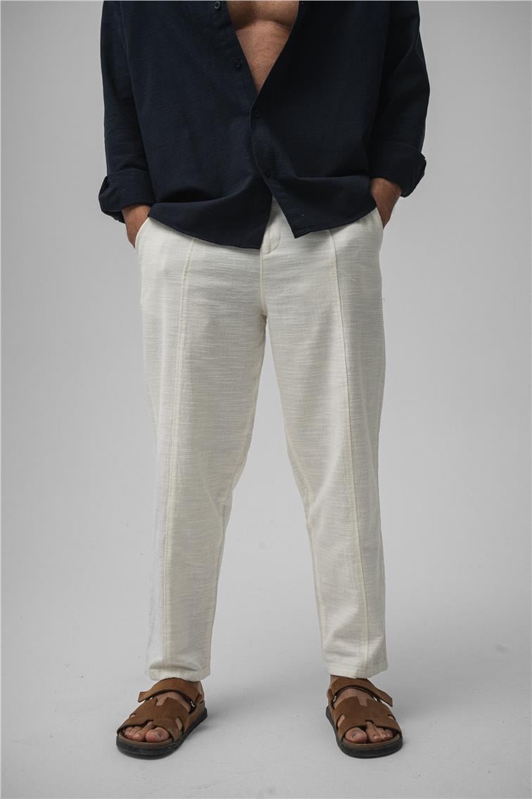 Keten Boyfriend Pant. Beyaz