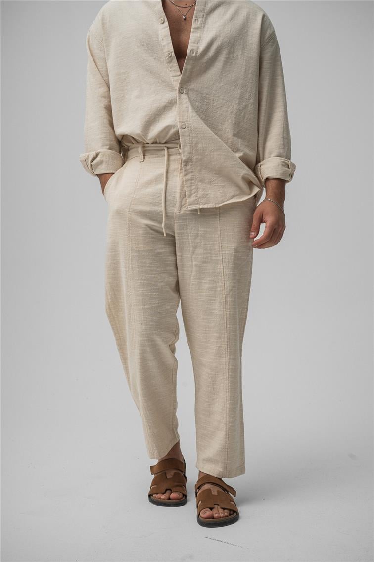 Keten Boyfriend Pant. Krem