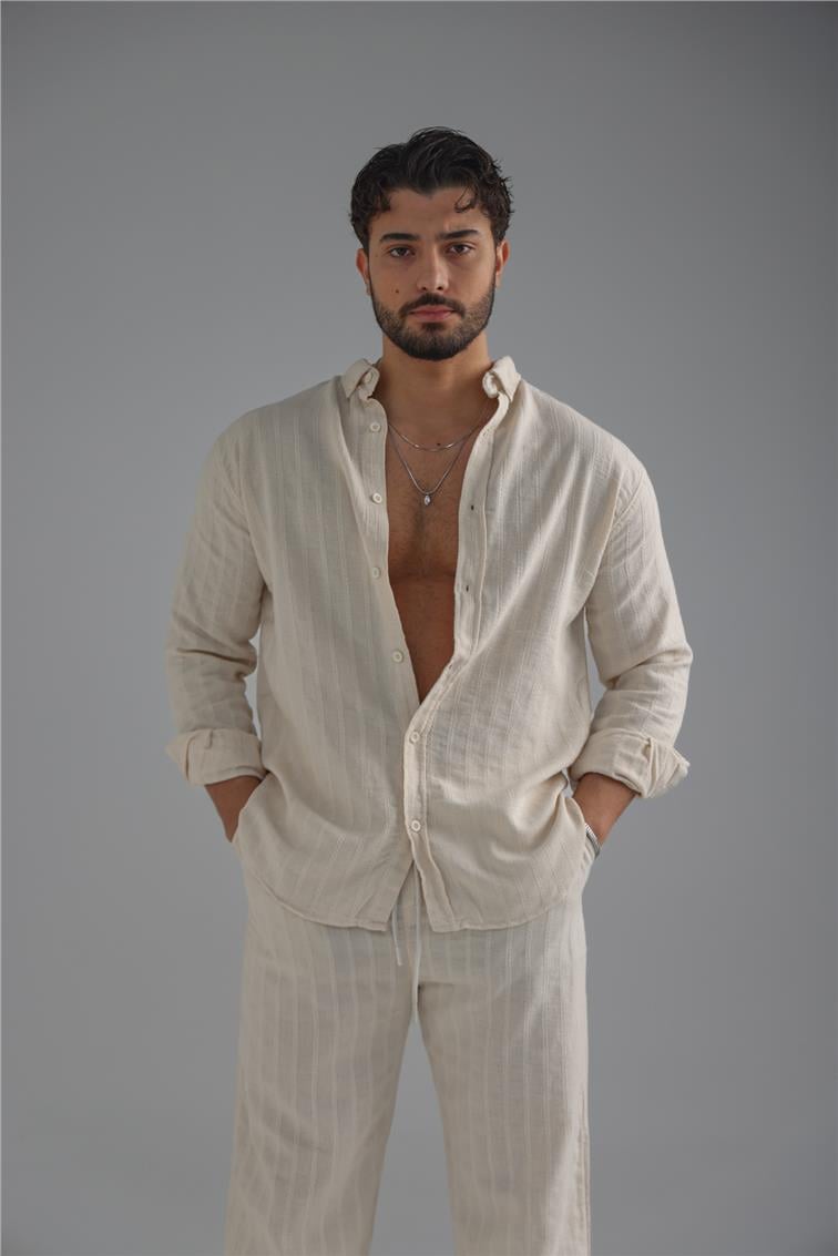 Keten İşlemeli Takım Ekru