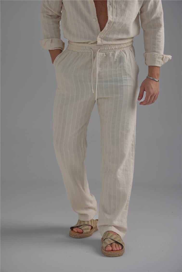 Keten İşlemeli Takım Ekru