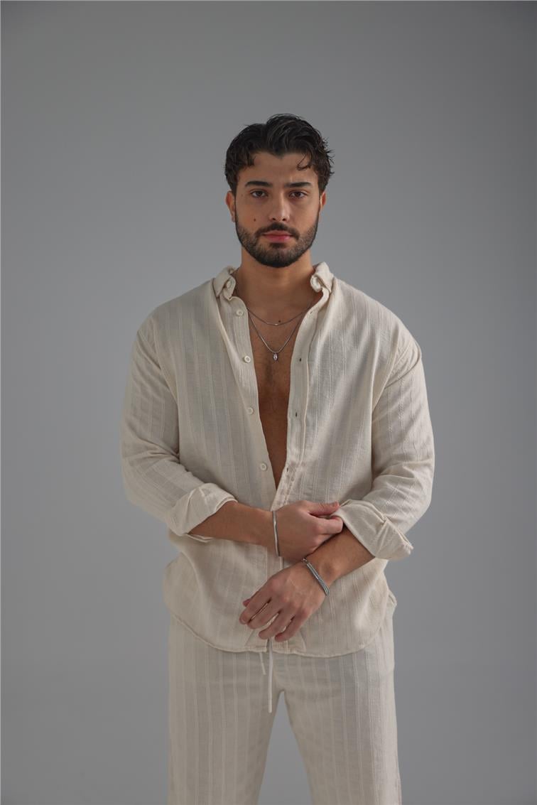 Keten İşlemeli Takım Ekru