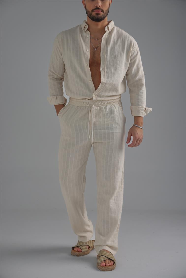 Keten İşlemeli Takım Ekru