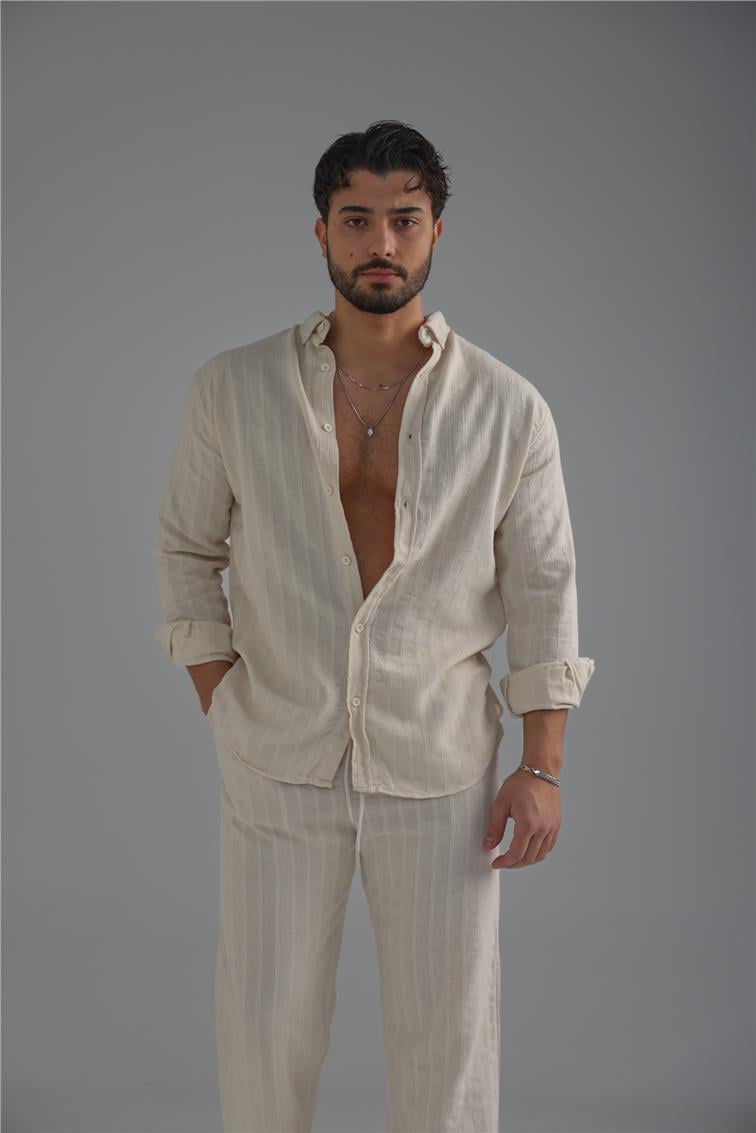 Keten İşlemeli Takım Ekru