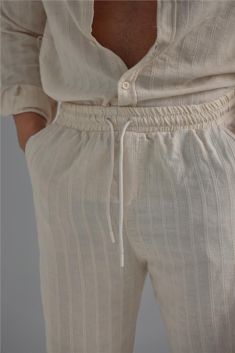 Keten İşlemeli Takım Ekru