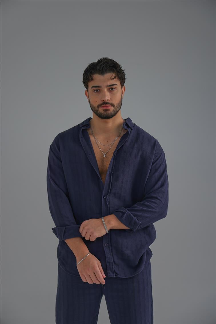 Keten İşlemeli Takım Lacivert