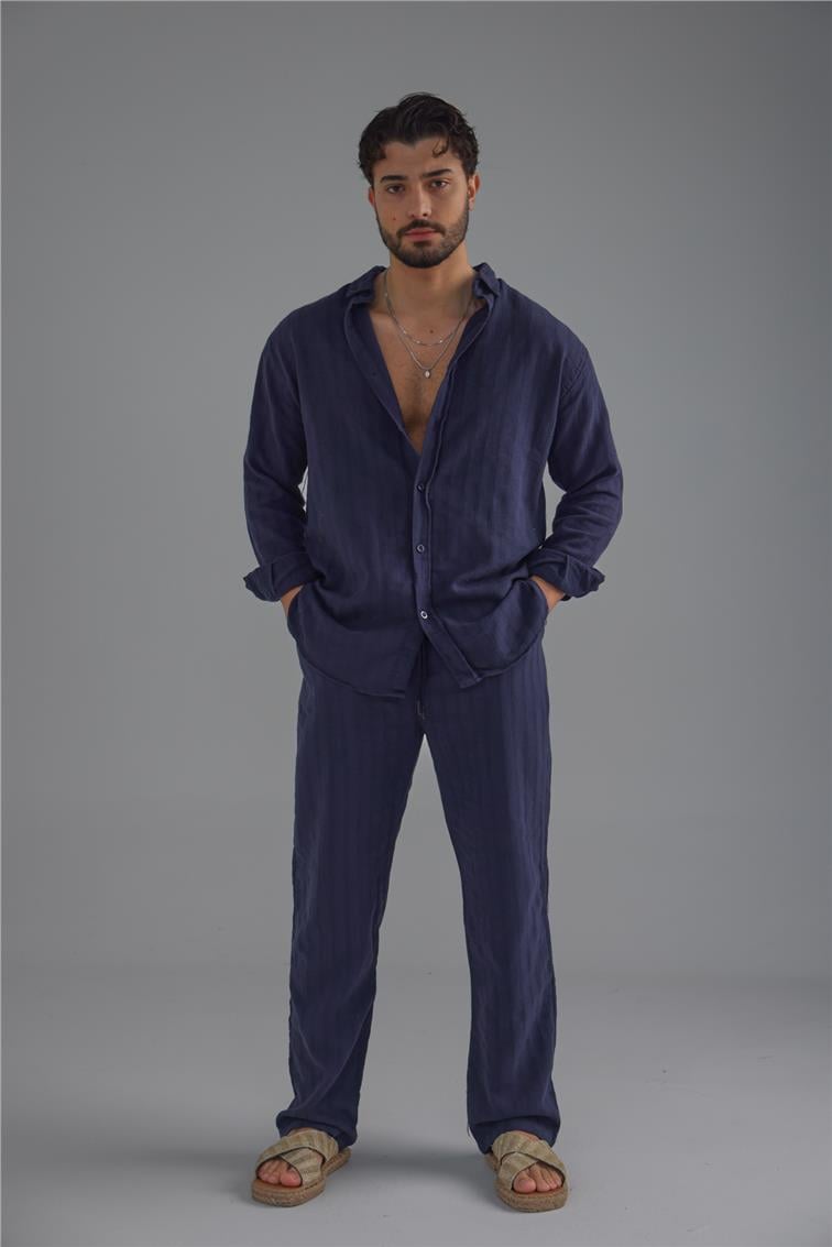 Keten İşlemeli Takım Lacivert