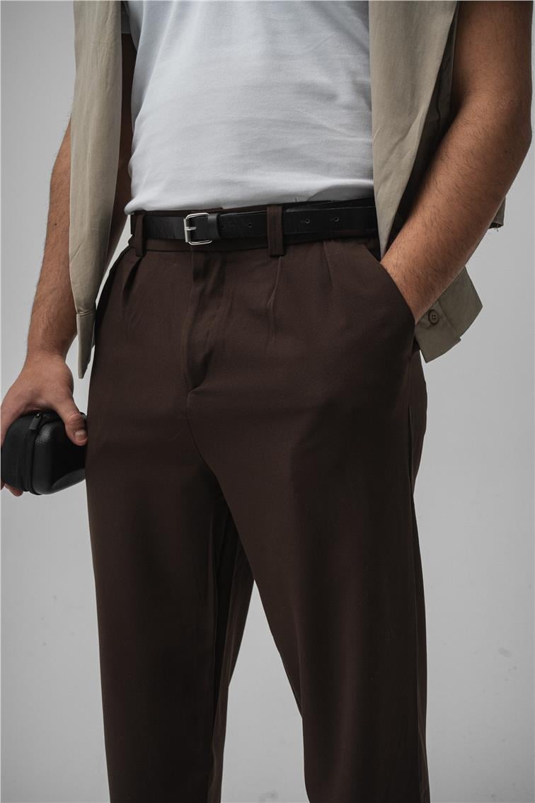 Klasik Bol Baggy Pantolon Kahve